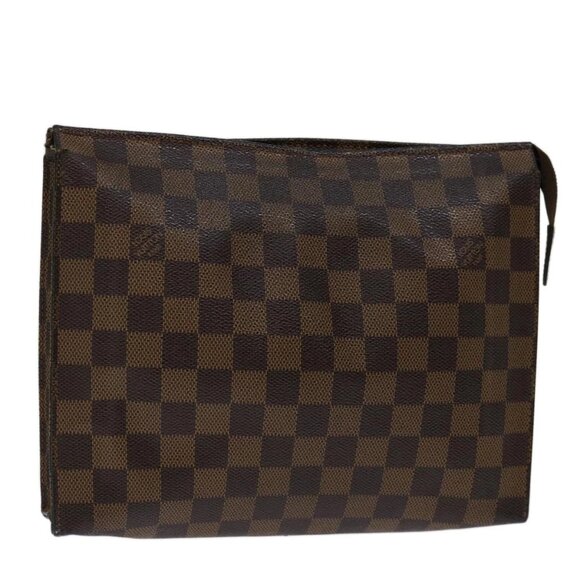 LOUIS VUITTON Damier Ebene Poche Toilette 26 Pouch N47543 LV Auth 70037 - Picture 1 of 15